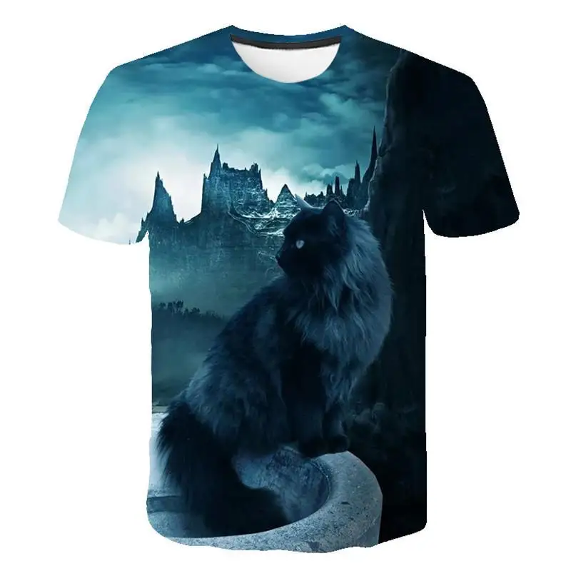 New Casual Street Style Men's And Women's Tops 3d Cat Digital Printing T-shirt Fashion Sports Breathable Light Clothing - Image 5