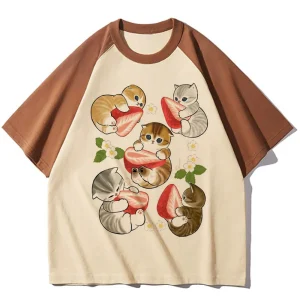 Strawberry t-shirts women elegant Tee girl Japanese graphic streetwear clothing