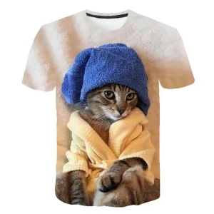 New Casual Street Style Men's And Women's Tops 3d Cat Digital Printing T-shirt Fashion Sports Breathable Light Clothing