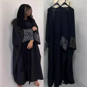 NEW EID Ramadan Embroidery Cuff Modest Abaya Femmes Robe Dubai Abaya Islamic Clothing Women Muslim Dress Abaya